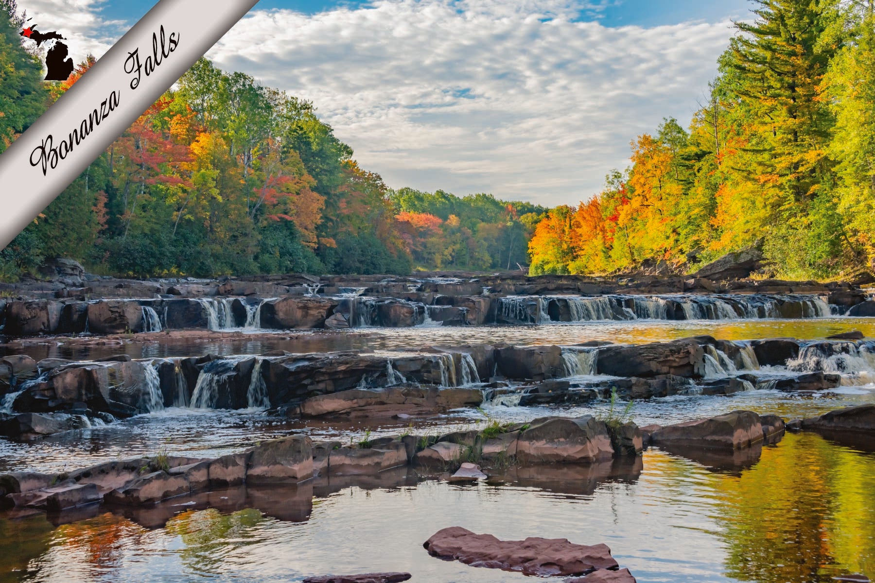 BONANZA FALLS - 4"x6" Quality Michigan Postcard