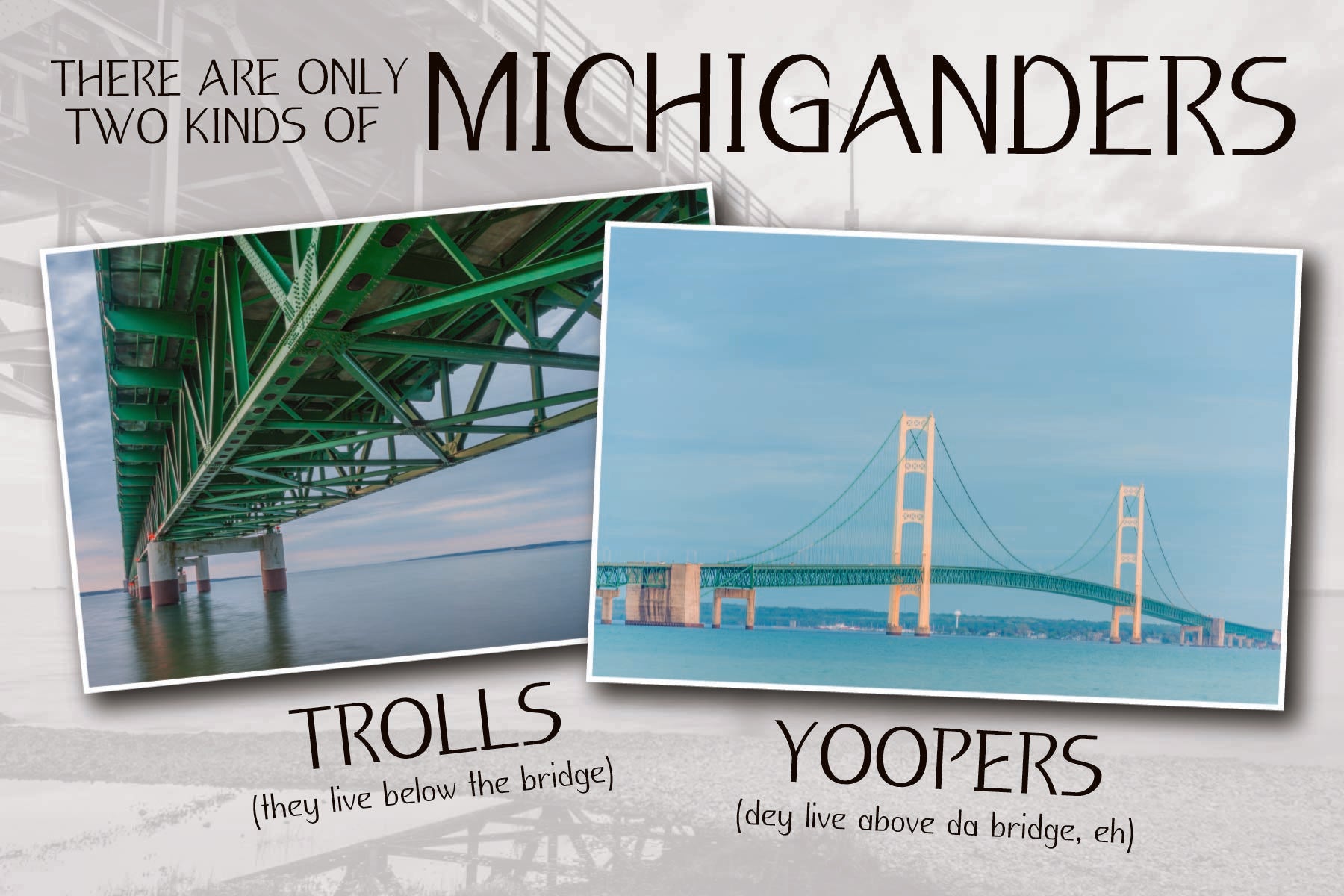 Image of TWO KINDS OF MICHIGANDERS - Humorous Michigan Postcard