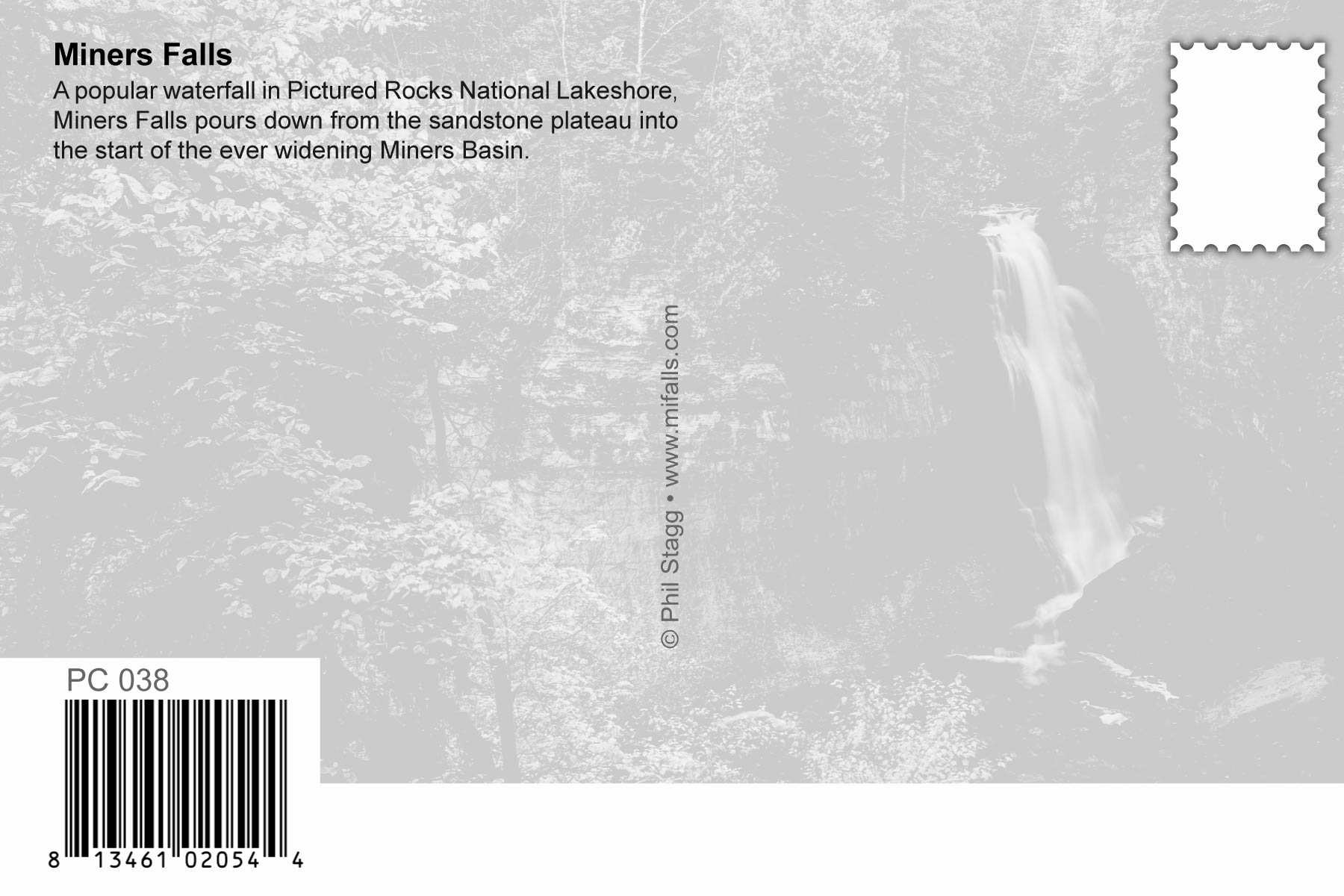 MINERS FALLS - 4"x6" Quality Michigan Postcard
