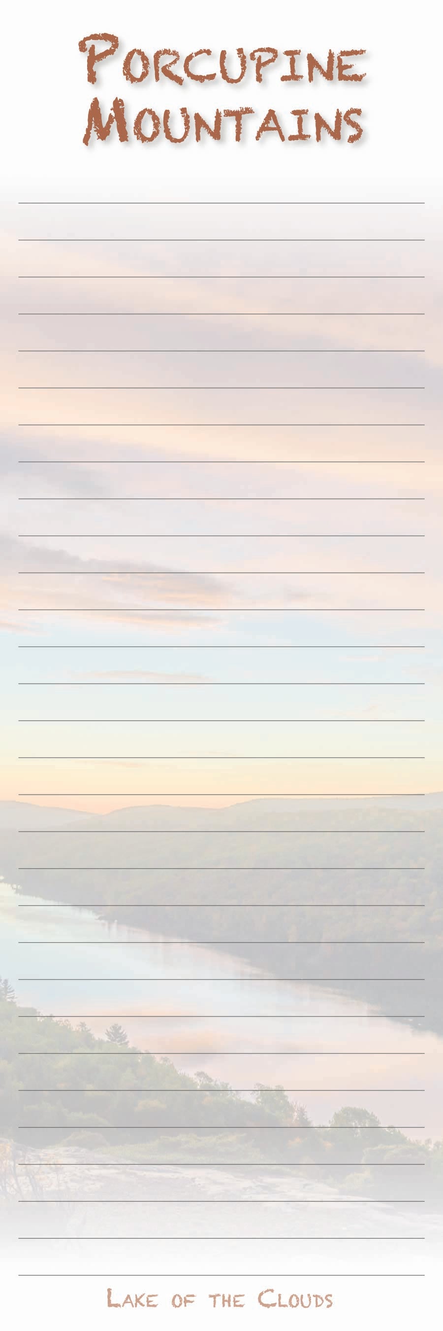 Porcupine Mountains - Lake of the Clouds - 3"x9" Magnetic Notepad - 50 sheets