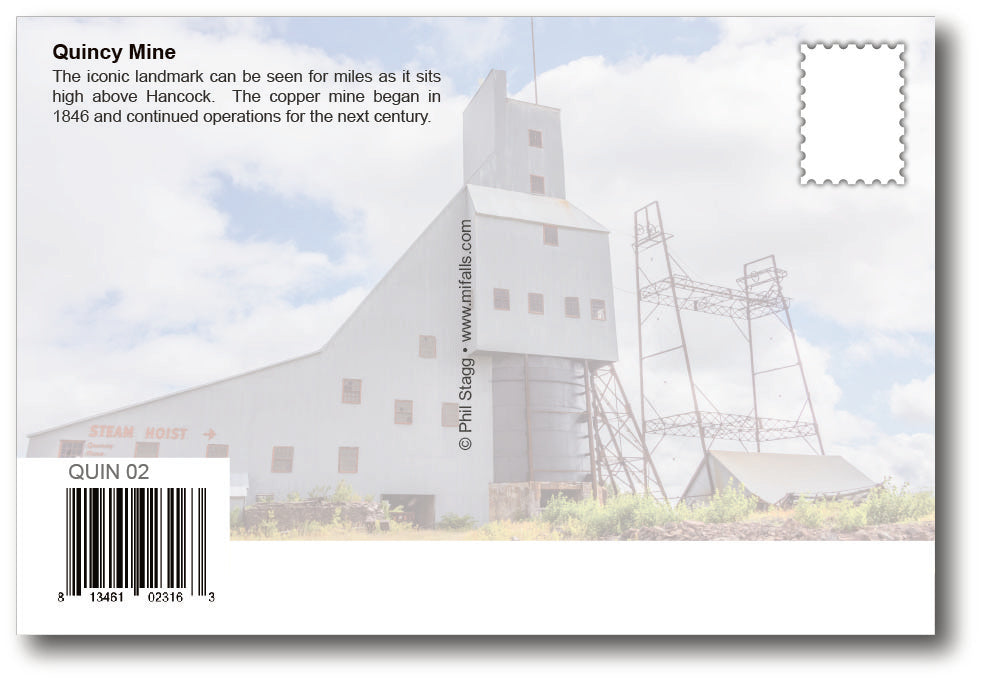 QUINCY MINE - NIGHT TIME - 4"x6" Quality Michigan Postcard