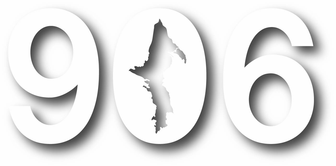 906 UPPER PENINSULA WHITE VINYL STICKER 4.5" x 2"
