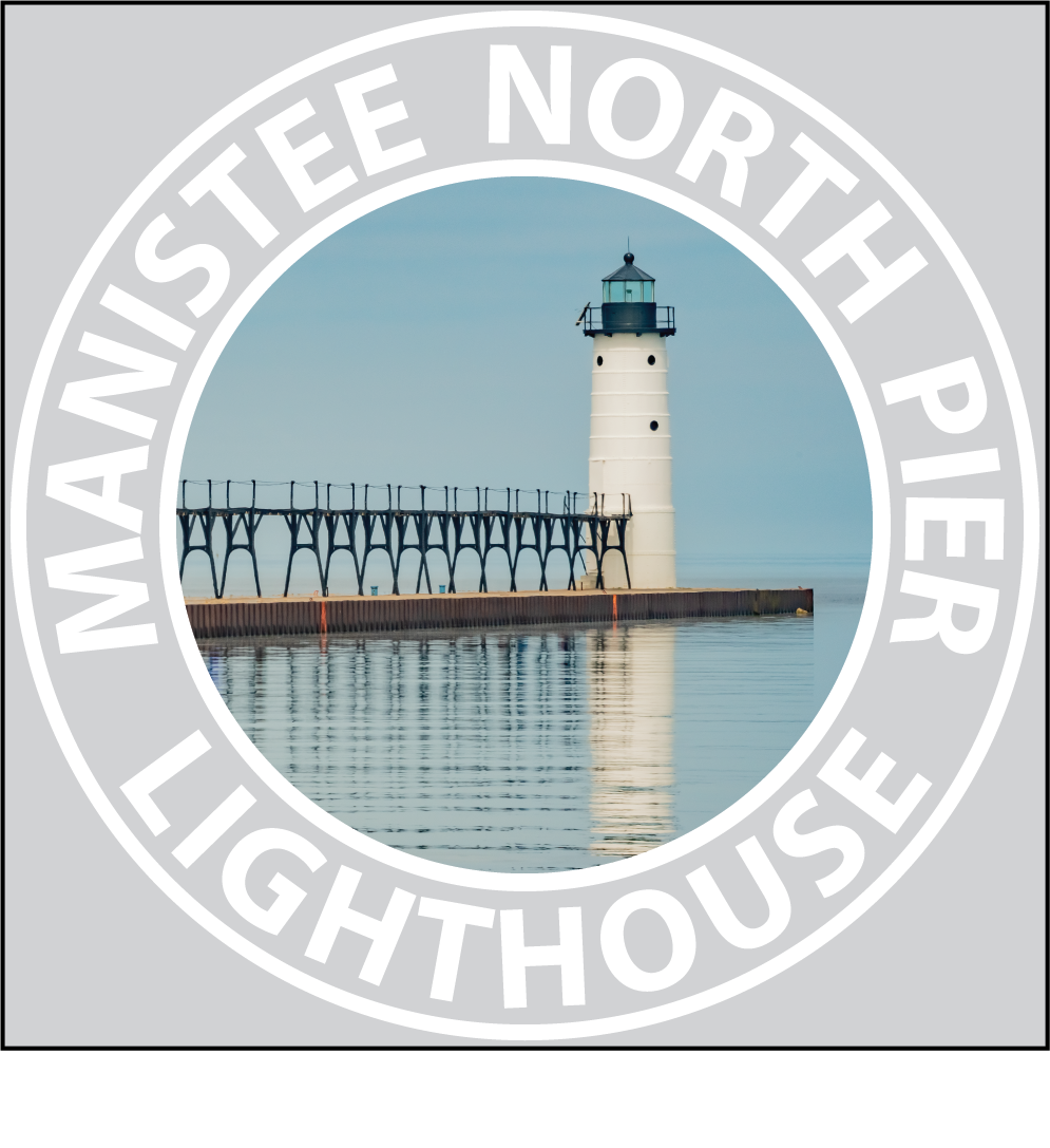 MANISTEE NORTH PIER LIGHTHOUSE Sticker - 3 1/4" Round