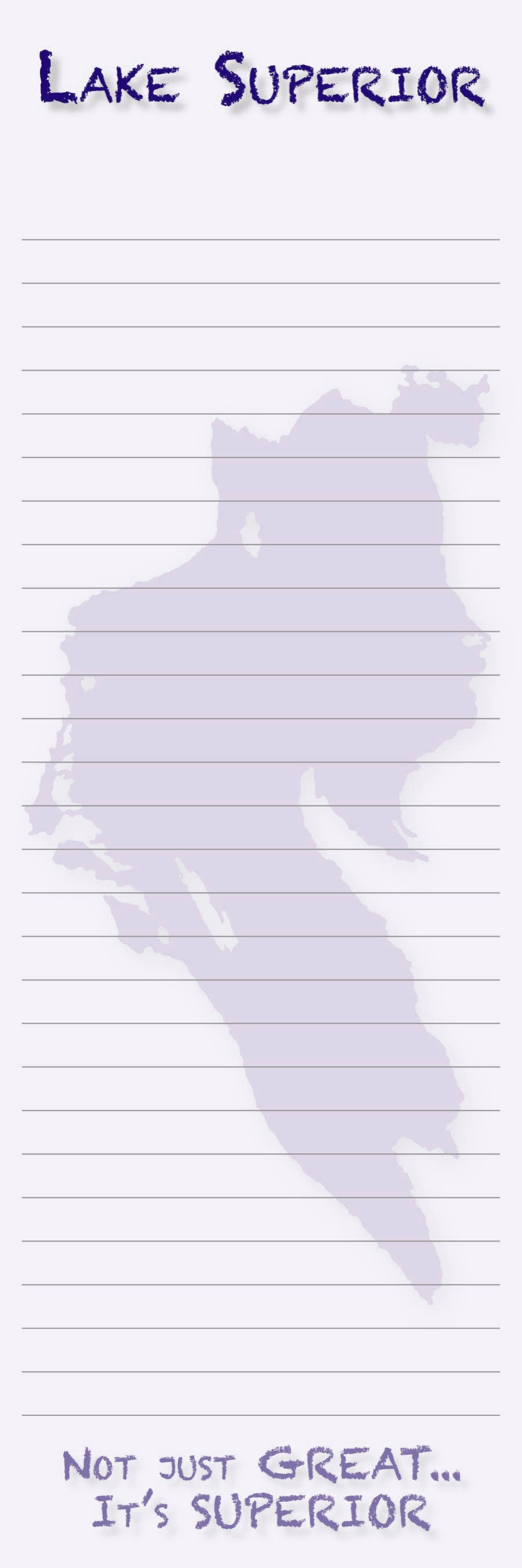 Lake Superior Outline - 3"x9" Magnetic Notepad - 50 sheets