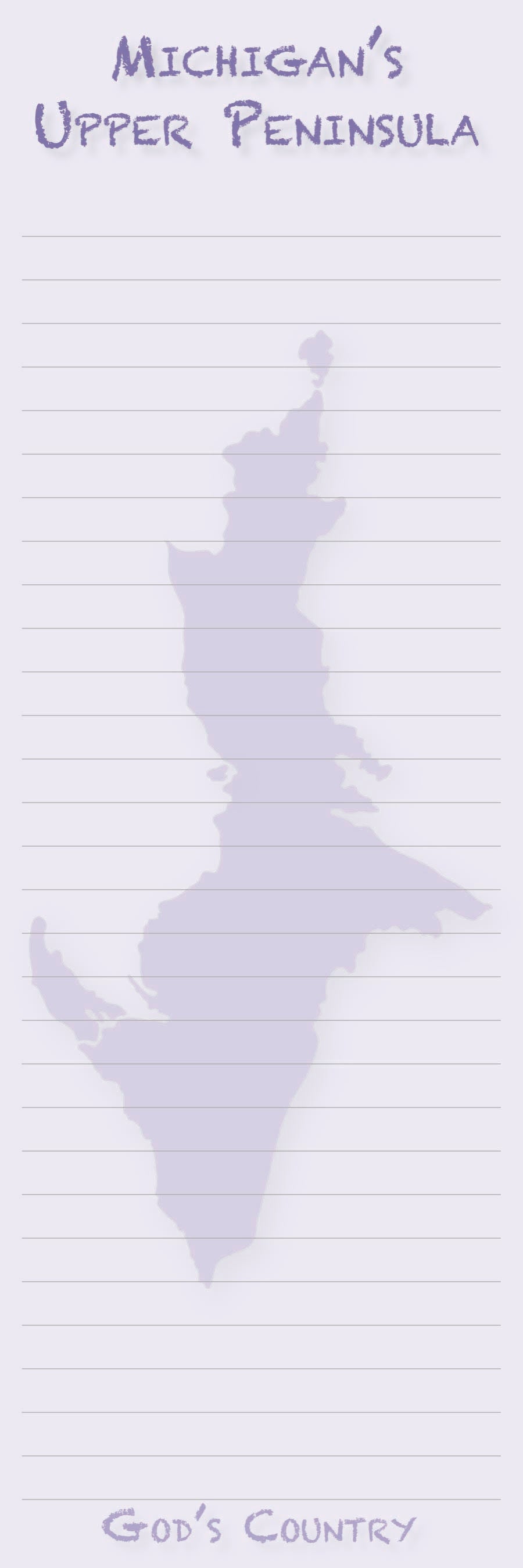 Upper Peninsula Outline - 3"x9" Magnetic Notepad - 50 sheets
