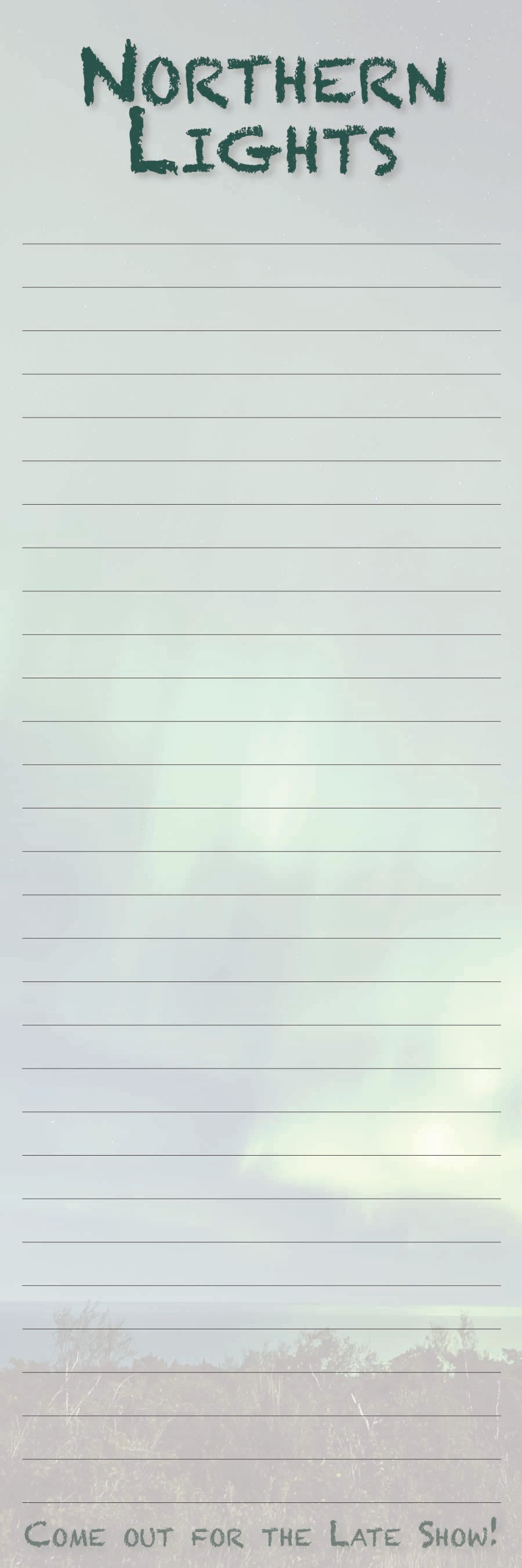 Northern Lights - 3"x9" Magnetic Notepad - 50 sheets