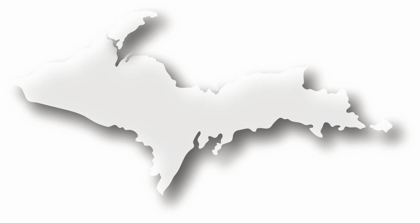 Image of UPPER PENINSULA OUTLINE WHITE VINYL STICKER 4.5