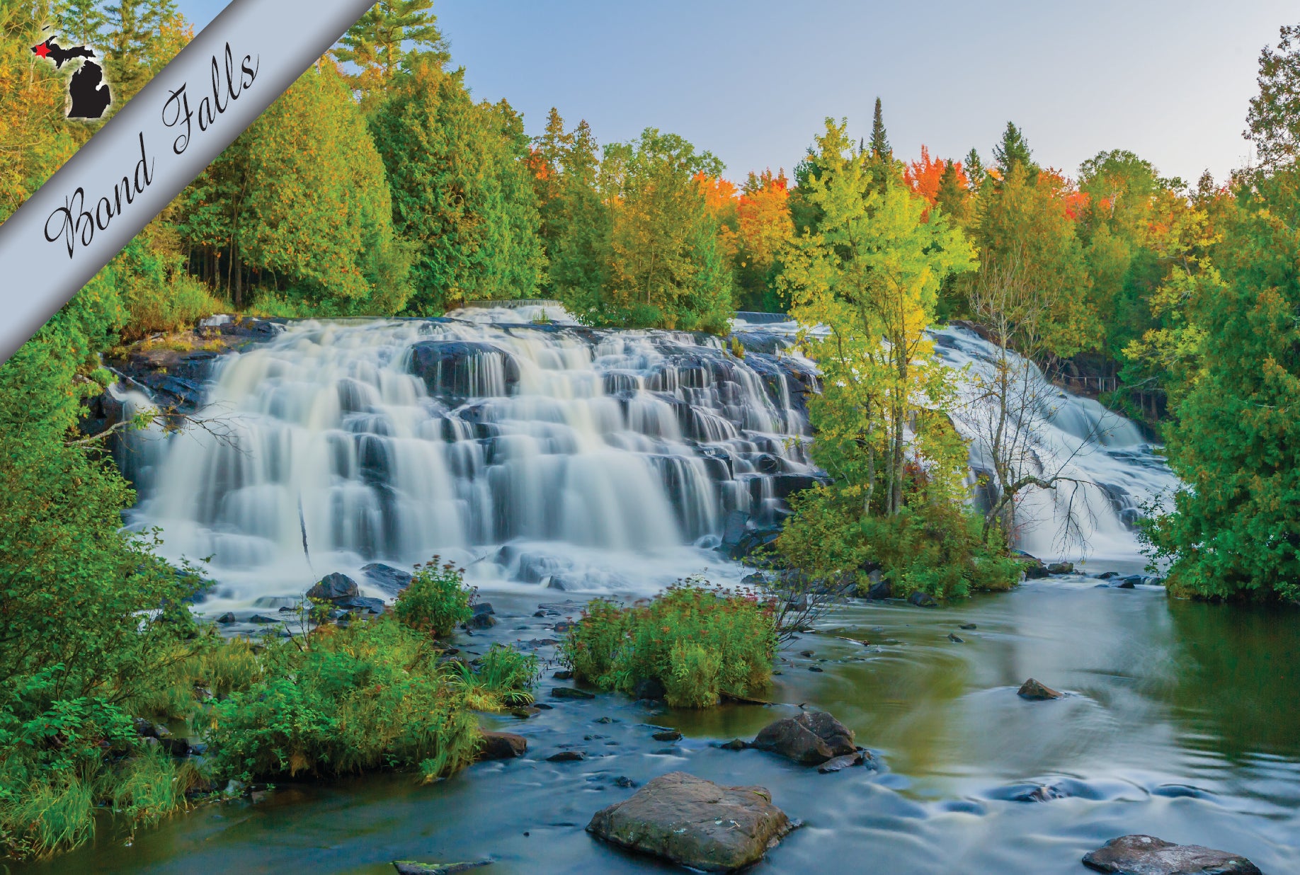 Image of Bond Falls | Postcard - Early Fall Picture
