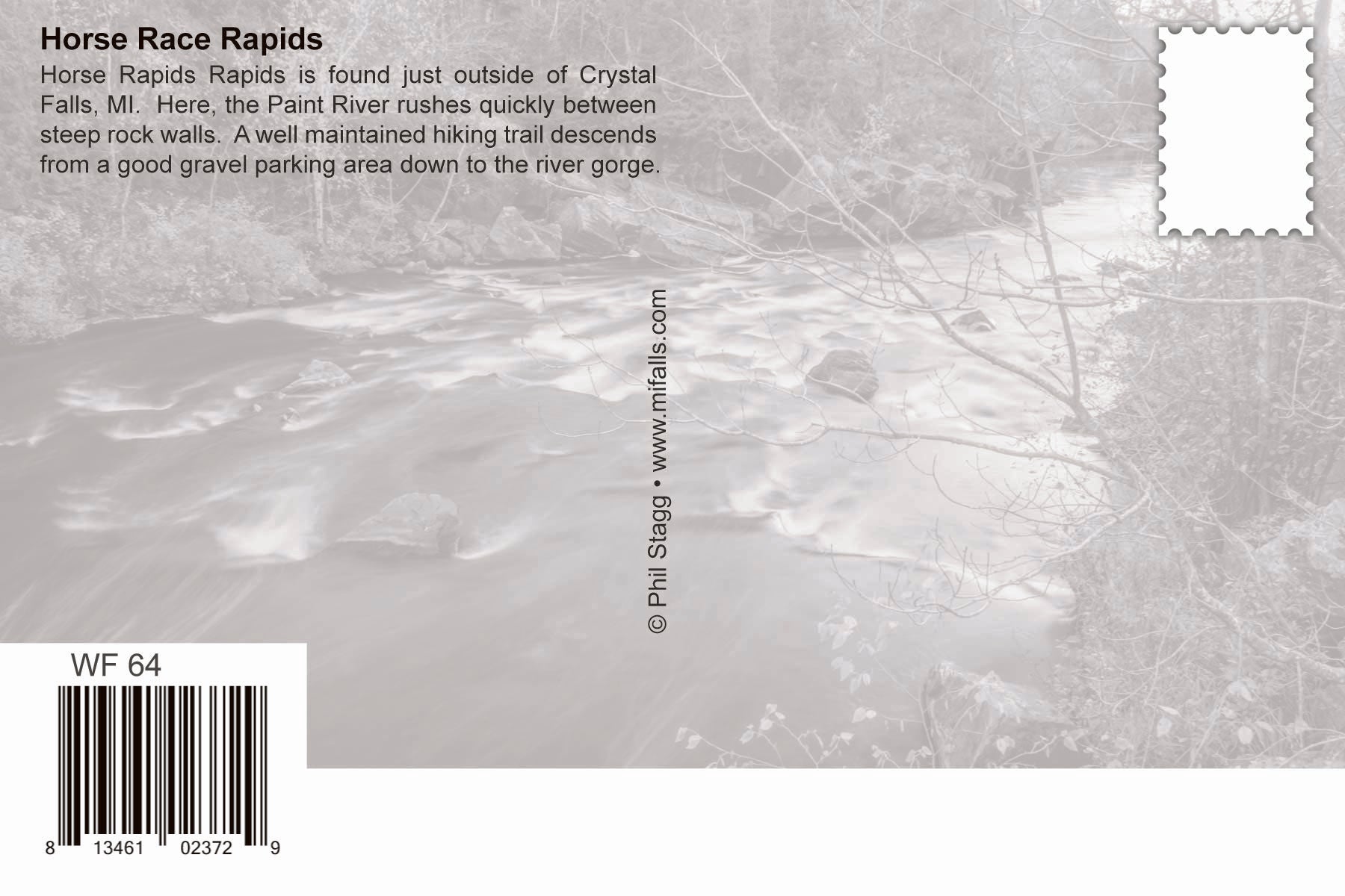 HORSE RACE RAPIDS - 4"x6" Quality Michigan Postcard