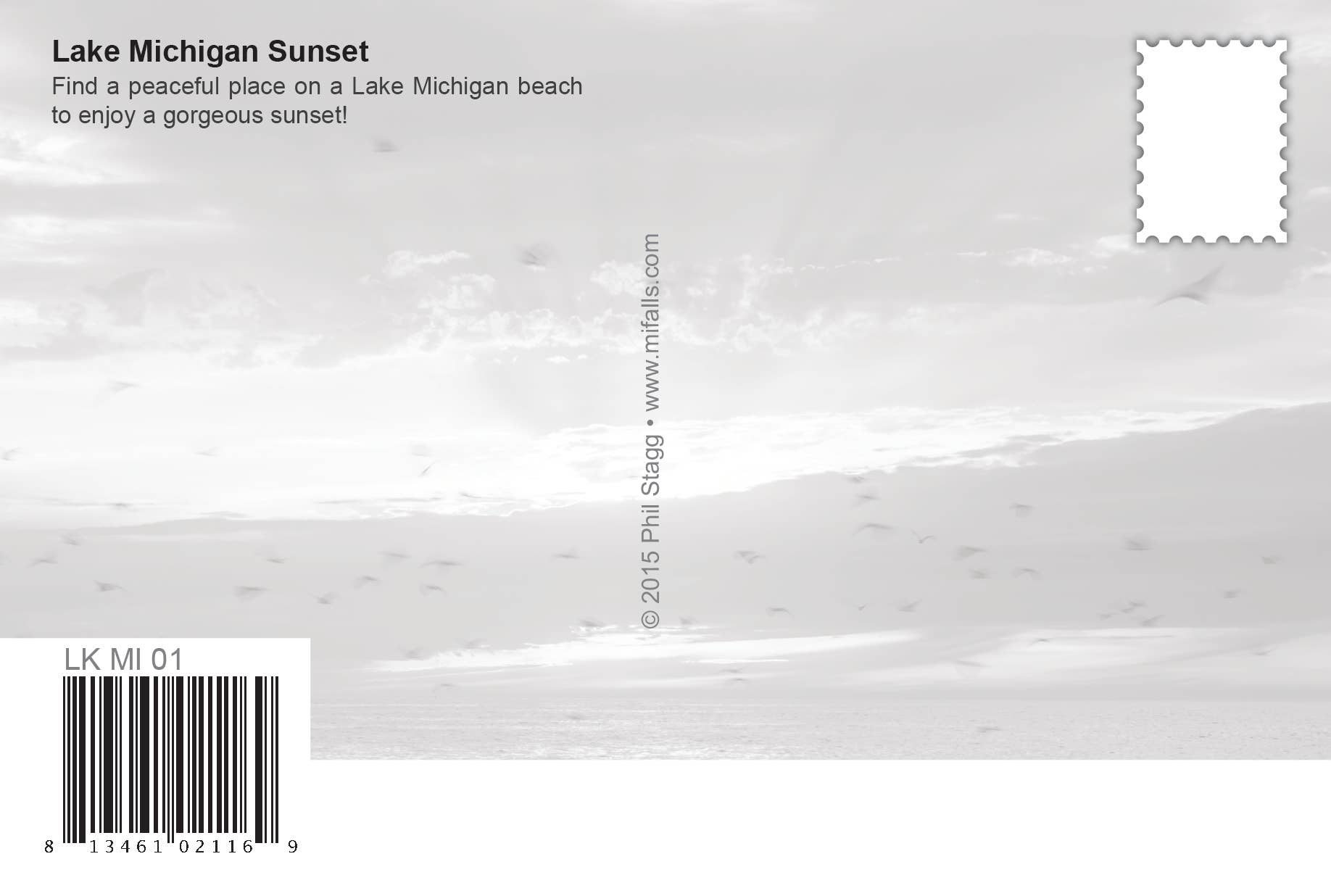 Image of LAKE MICHIGAN - SUNSET - DUNE GRASS - Michigan Postcard