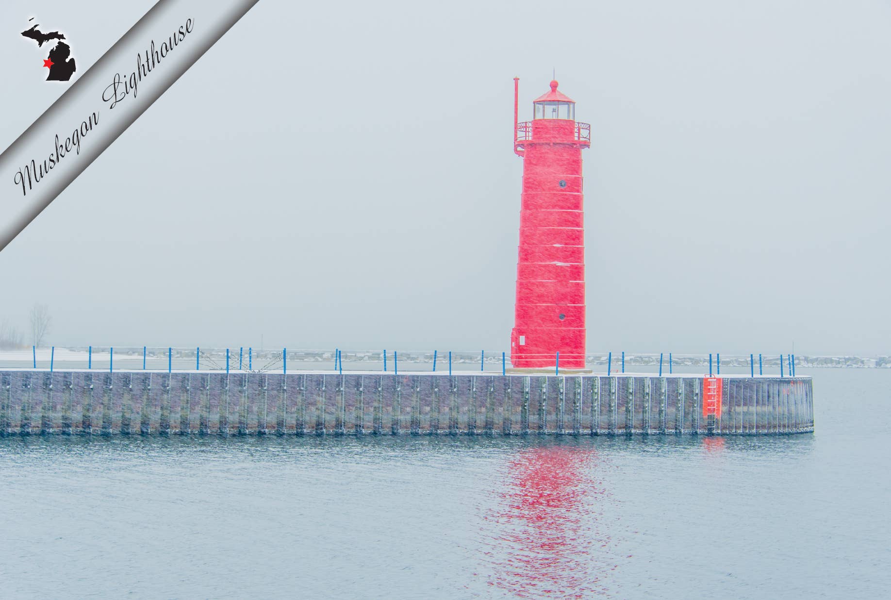 MUSKEGON LIGHTHOUSE - Michigan Postcard