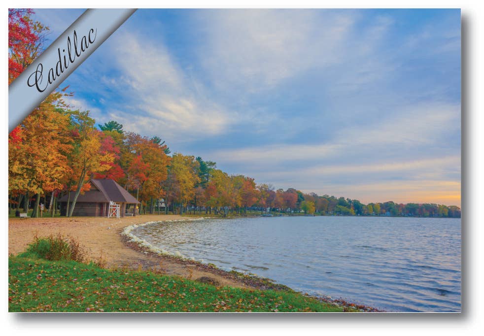 KENWOOD PARK BEACH IN THE FALL - Cadillac Postcard