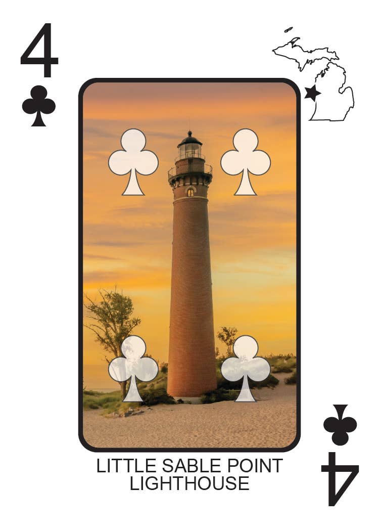 Image of LIGHTHOUSES OF MICHIGAN - Playing Cards - Euchre Friendly