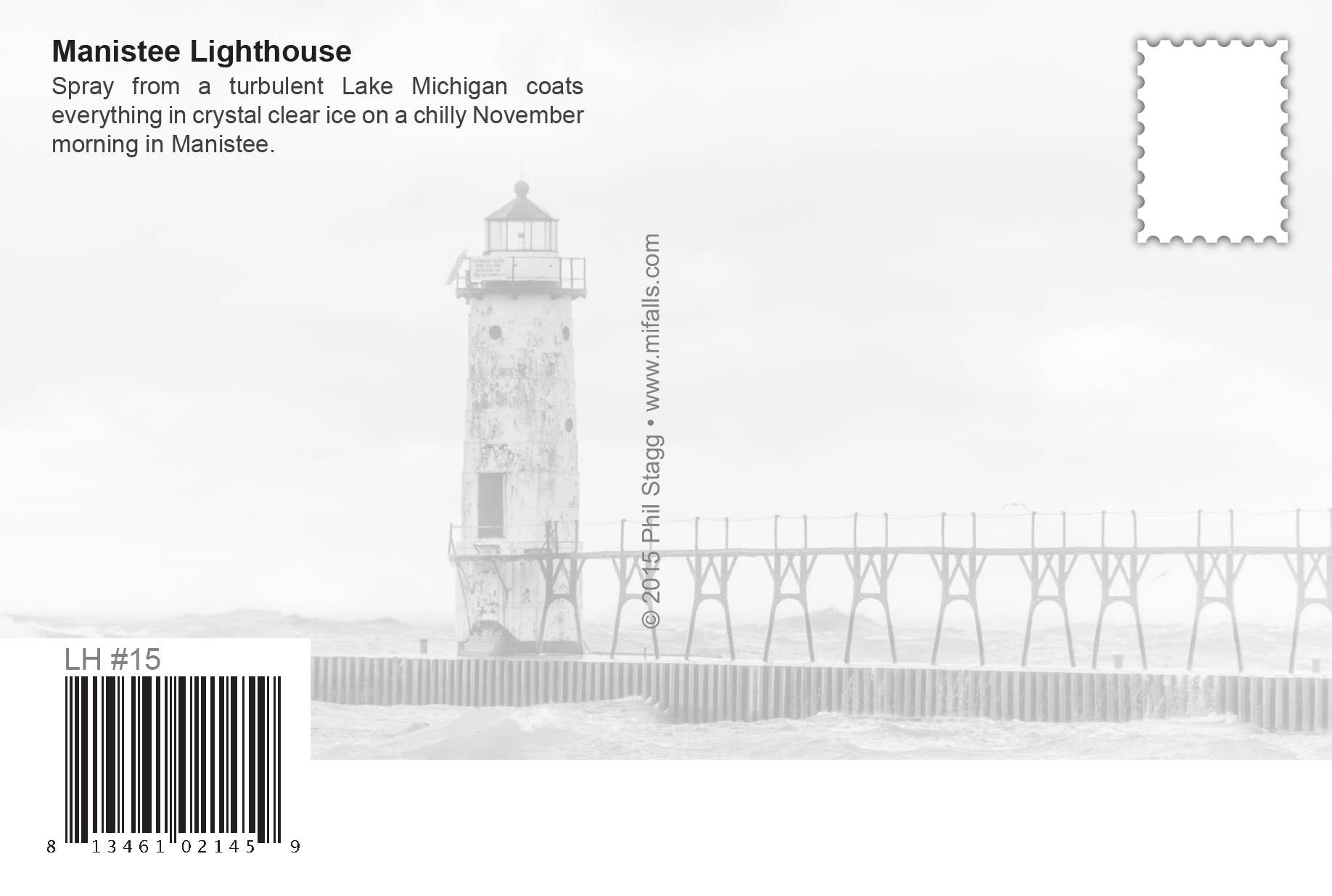 MANISTEE LIGHTHOUSE - ICY - Michigan Postcard