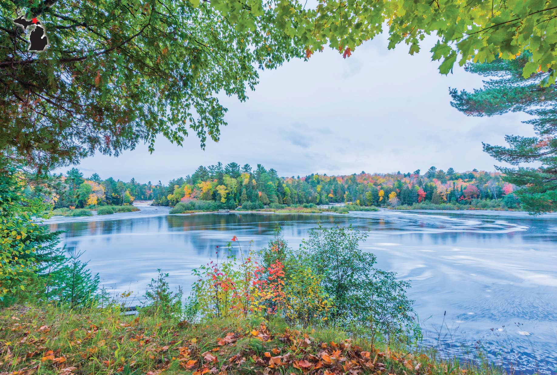 Tahquamenon Falls Postcard - View of Island and River