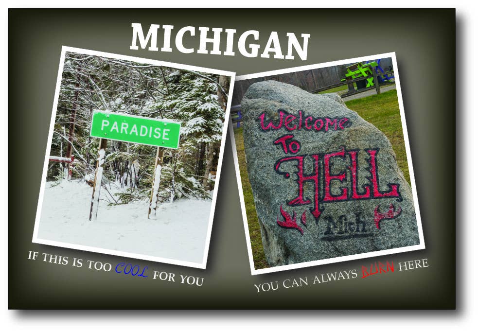 PARADISE/HELL - Michigan Postcard