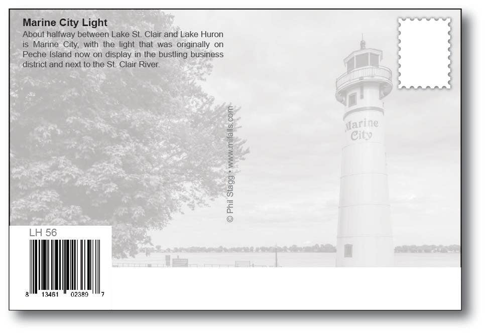 Image of MARINE CITY LIGHT - Michigan Postcard