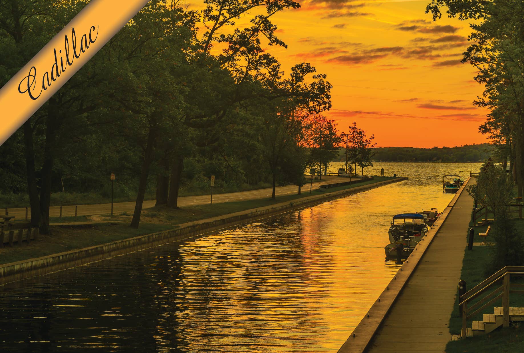 Image of Cadillac Canal - Golden Sunrise | Postcard
