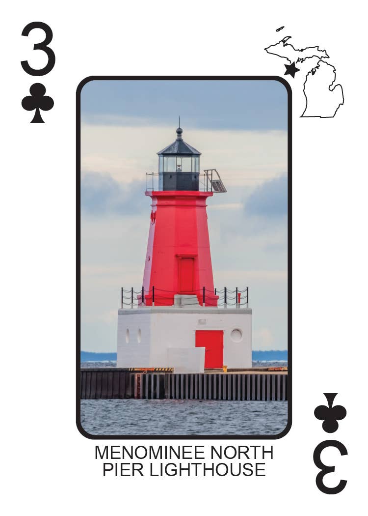 Image of LIGHTHOUSES OF MICHIGAN - Playing Cards - Euchre Friendly