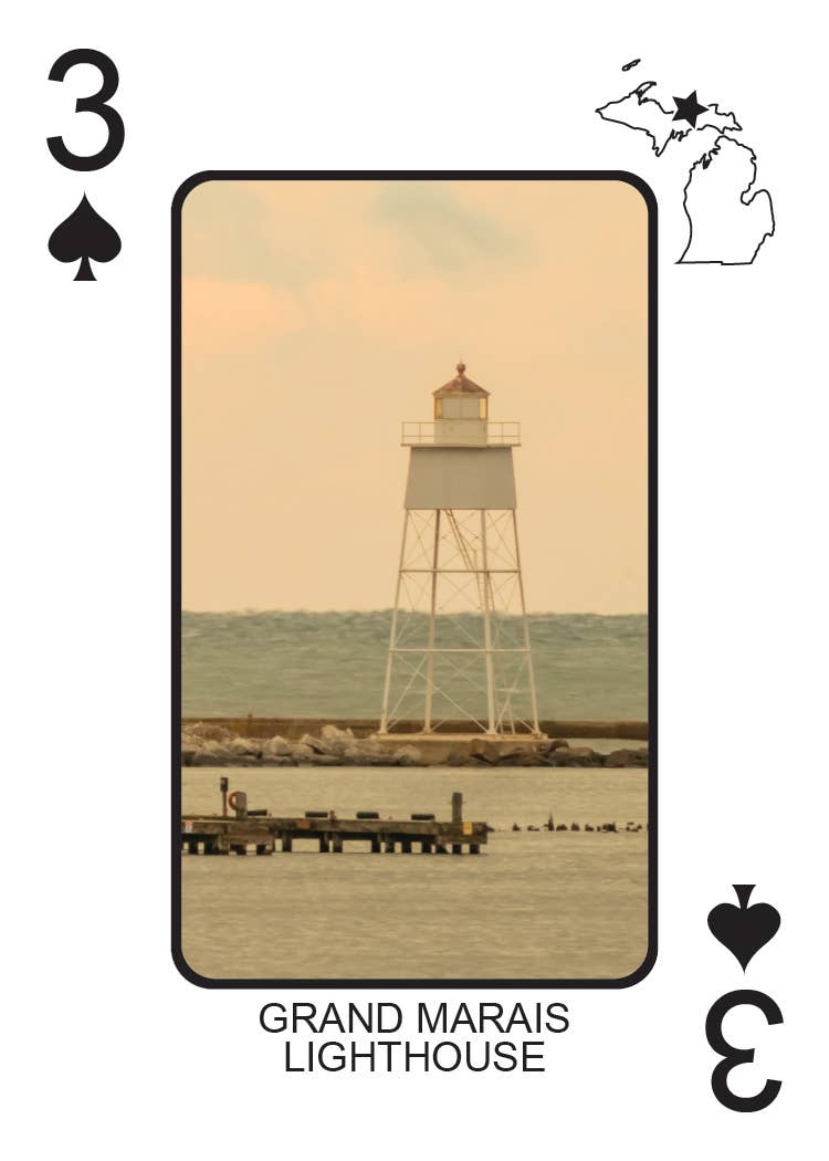 Image of LIGHTHOUSES OF MICHIGAN - Playing Cards - Euchre Friendly