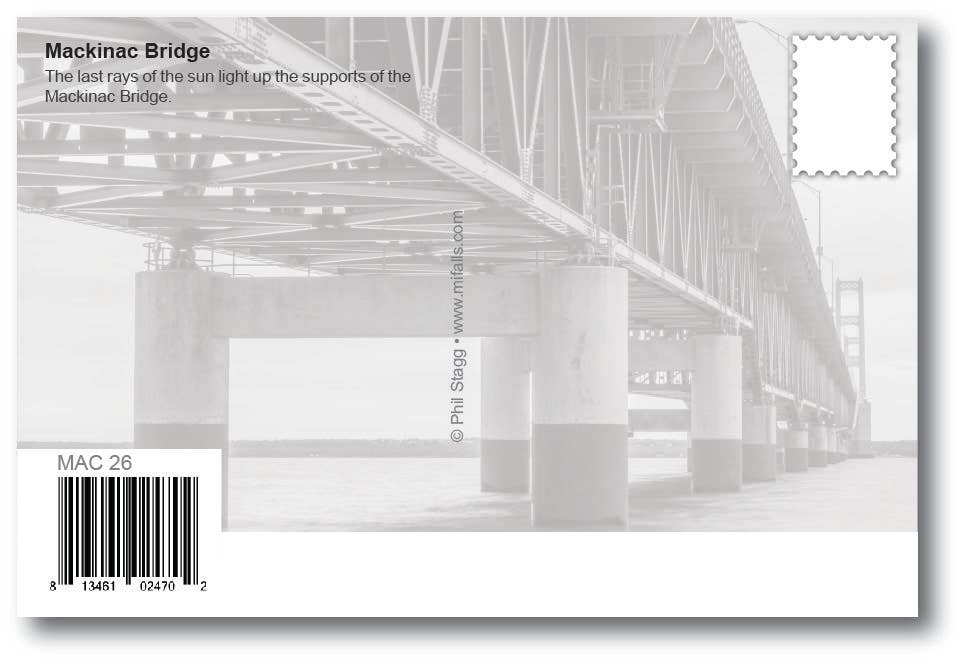 MACKINAC BRIDGE - SUNSET - UNDER BRIDGE - Michigan Postcard