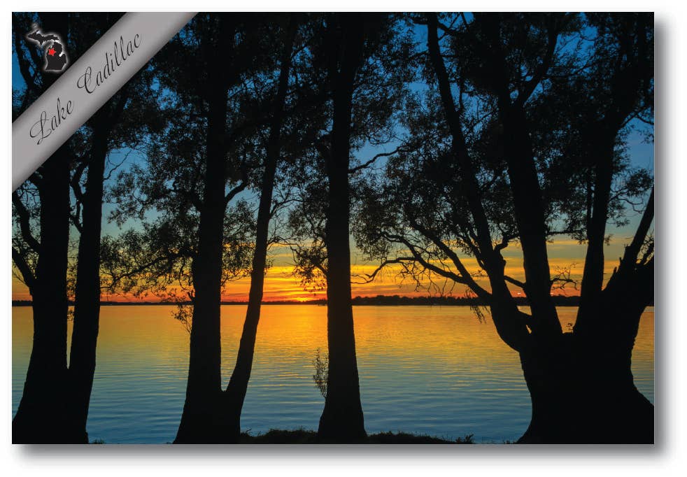 Image of Lake Cadillac Sunset - Michigan Postcard