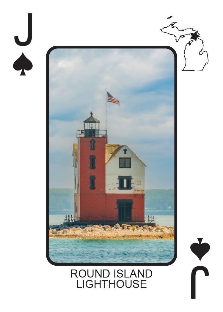 Image of LIGHTHOUSES OF MICHIGAN - Playing Cards - Euchre Friendly