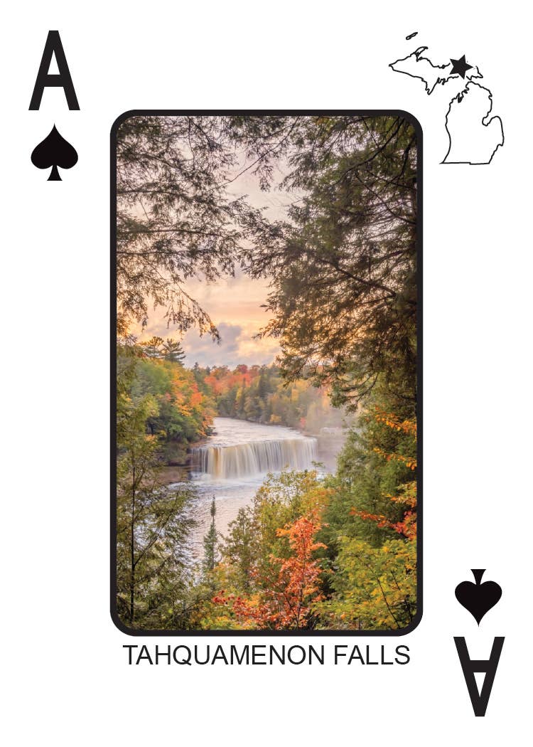 Image of WATERFALLS OF MICHIGAN - Playing Cards - Euchre Friendly