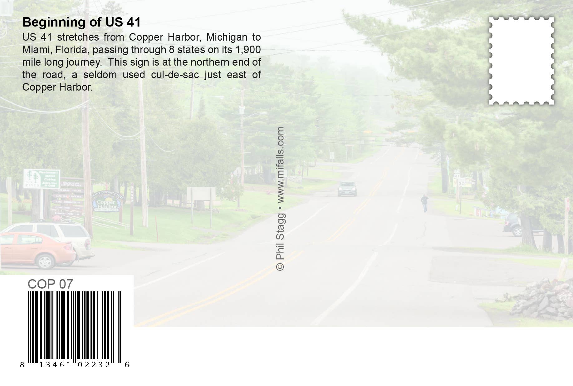 US 41 SIGN - Michigan Postcard