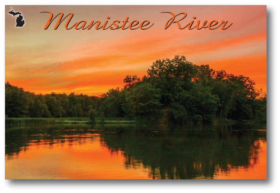 MANISTEE RIVER - SUNSET - Michigan Postcard
