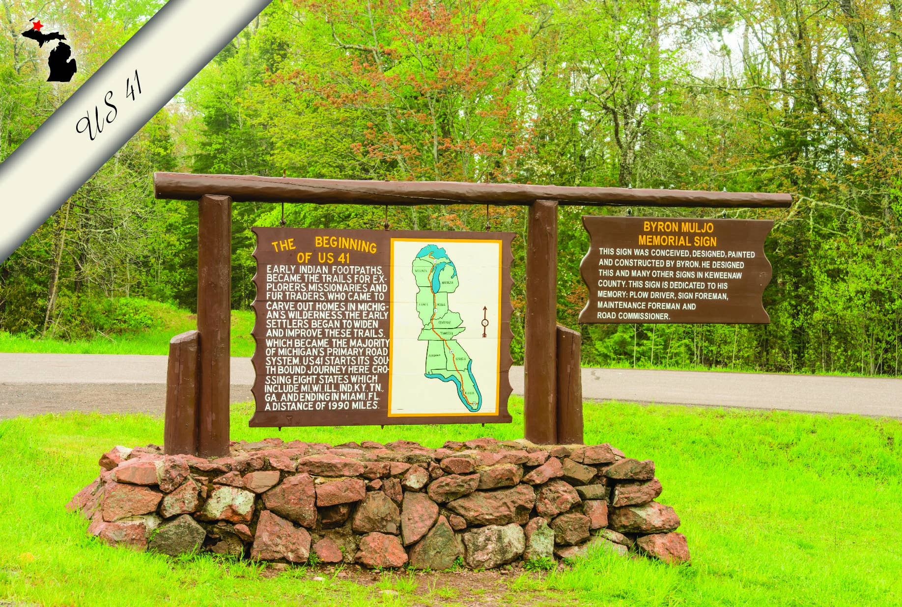 US 41 SIGN - Michigan Postcard