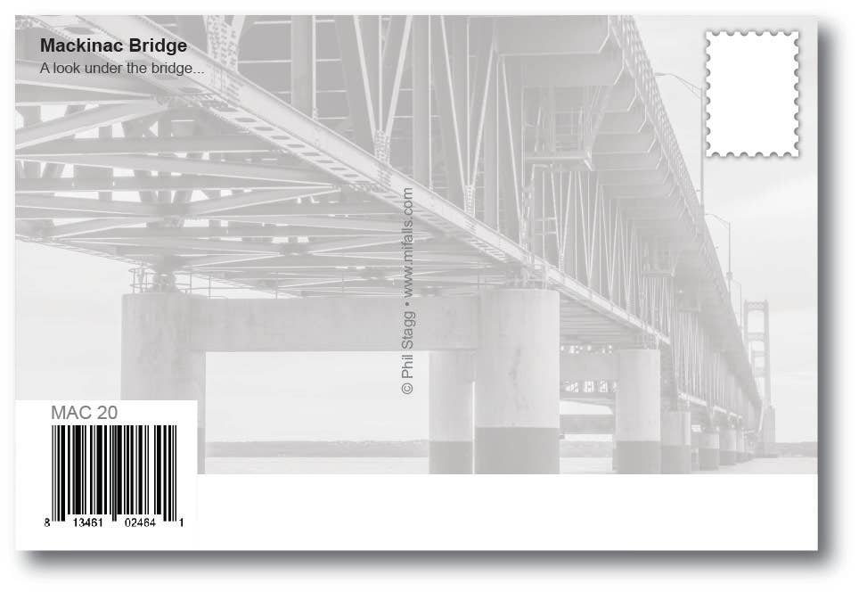Image of MACKINAC BRIDGE - UNDER THE BRIDGE - Michigan Postcard