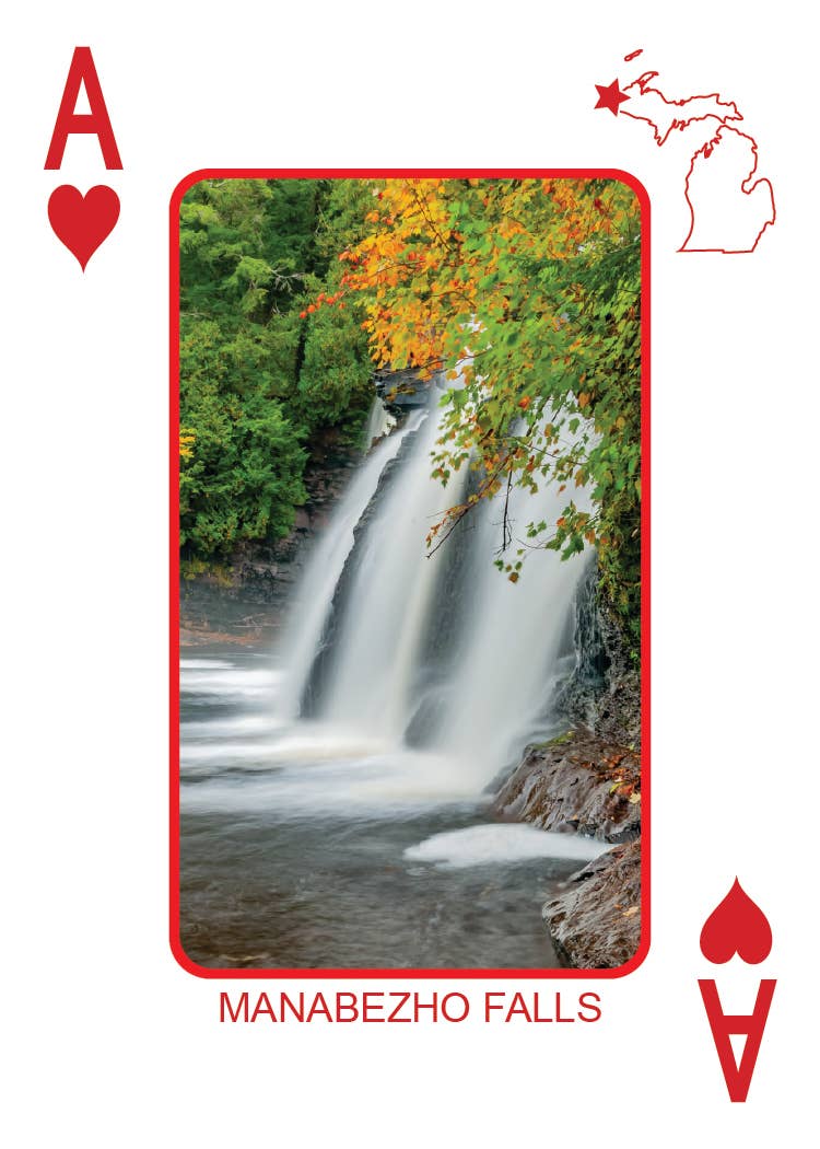 Image of WATERFALLS OF MICHIGAN - Playing Cards - Euchre Friendly
