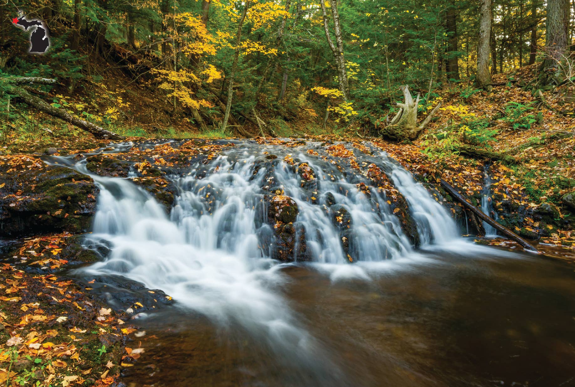 GREENSTONE FALLS - Porcupine Mountains Michigan Postcards