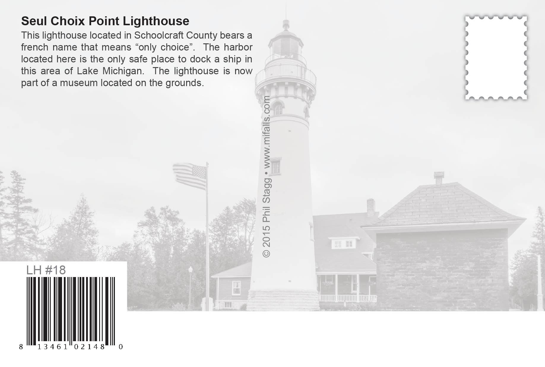 SEUL CHOIX POINT LIGHTHOUSE - Michigan Postcard