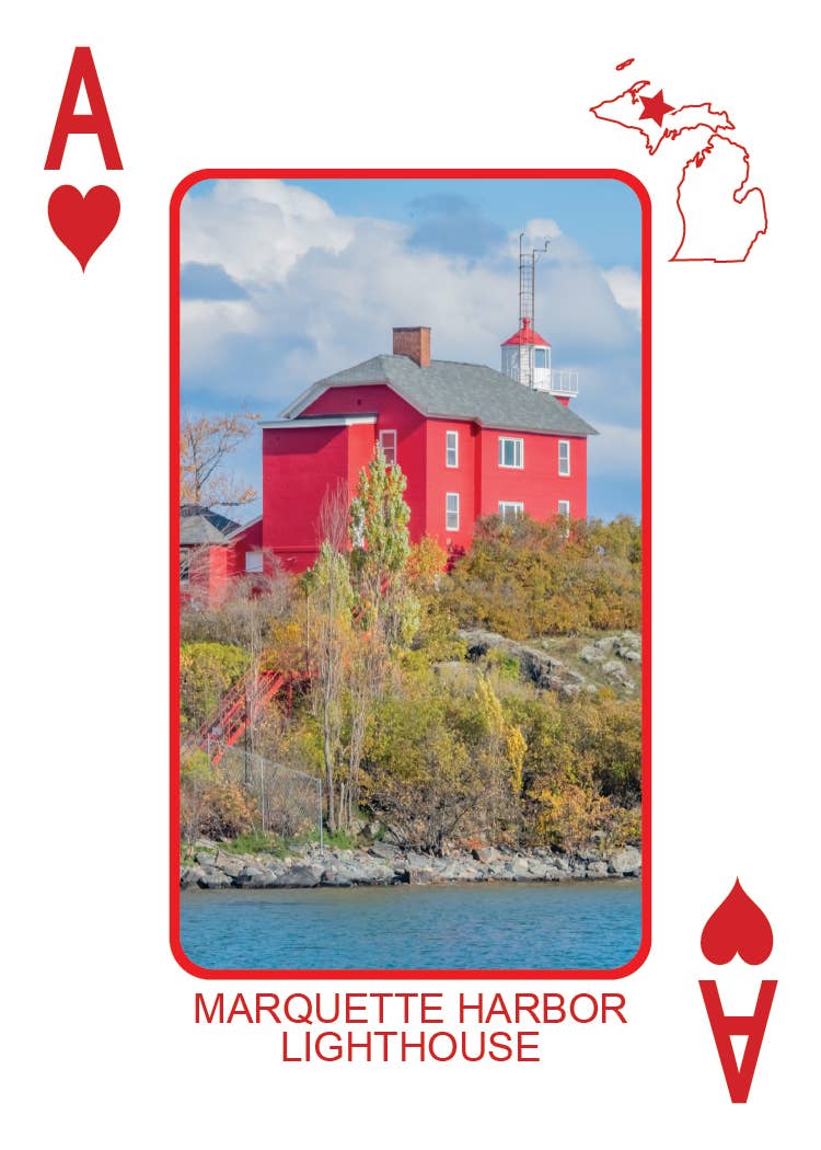 Image of LIGHTHOUSES OF MICHIGAN - Playing Cards - Euchre Friendly