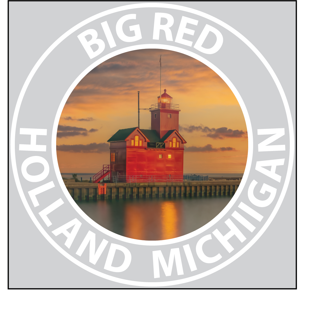 BIG RED LIGHTHOUSE Sticker - 3 1/4" Round