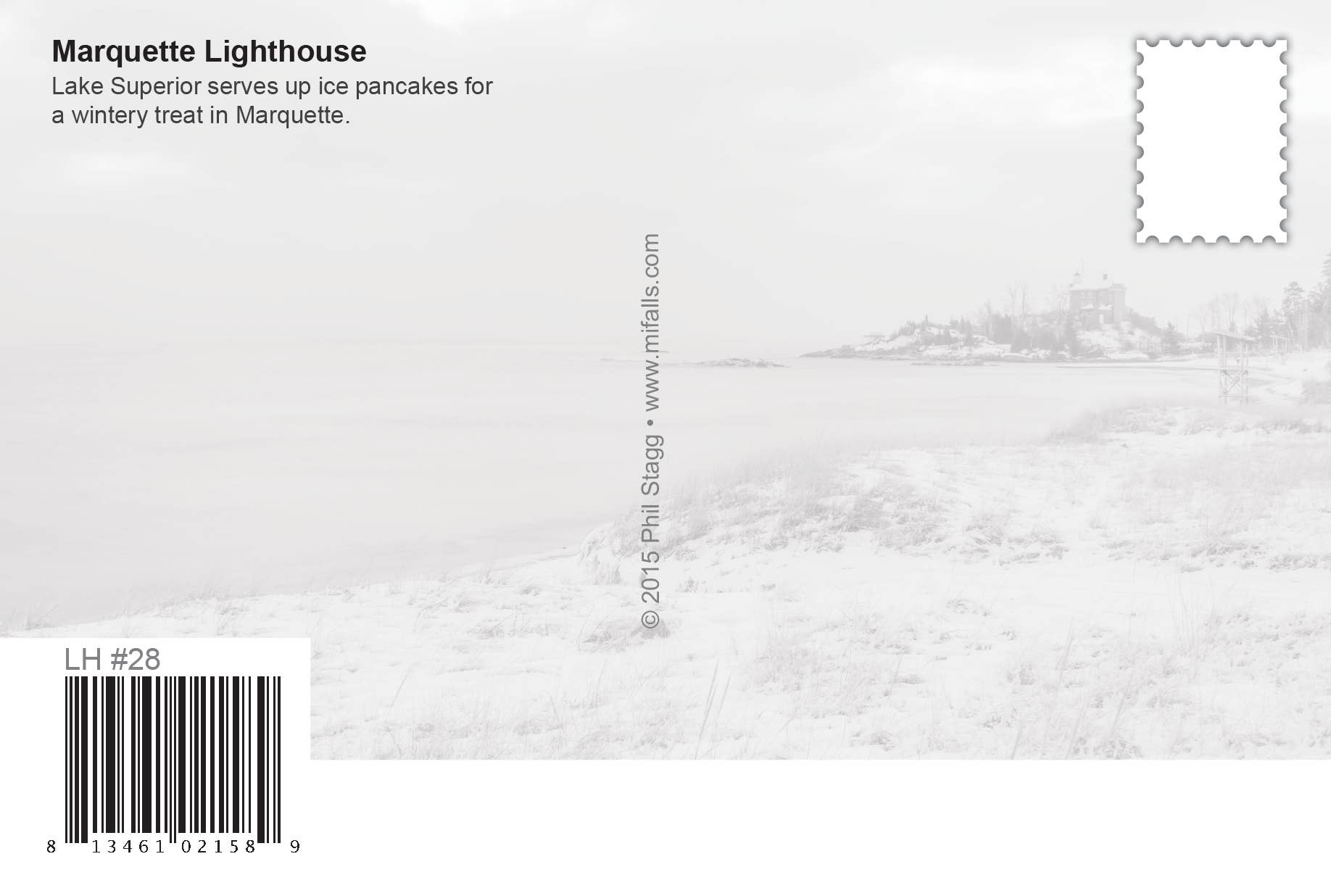 MARQUETTE LIGHTHOUSE - WITH ICE PANCAKES - Michigan Postcard