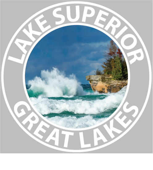 Lake Superior Sticker - 3 1/4" Round - Crashing Waves