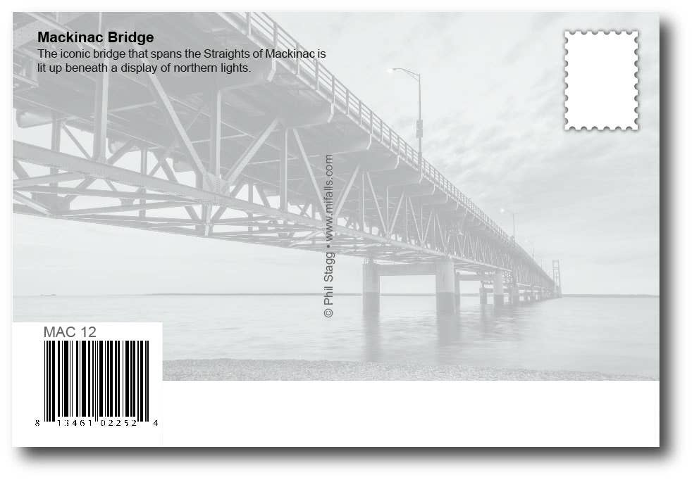 Image of MACKINAC BRIDGE - REFLECTIONS - NORTHERN LIGHTS - Postcard
