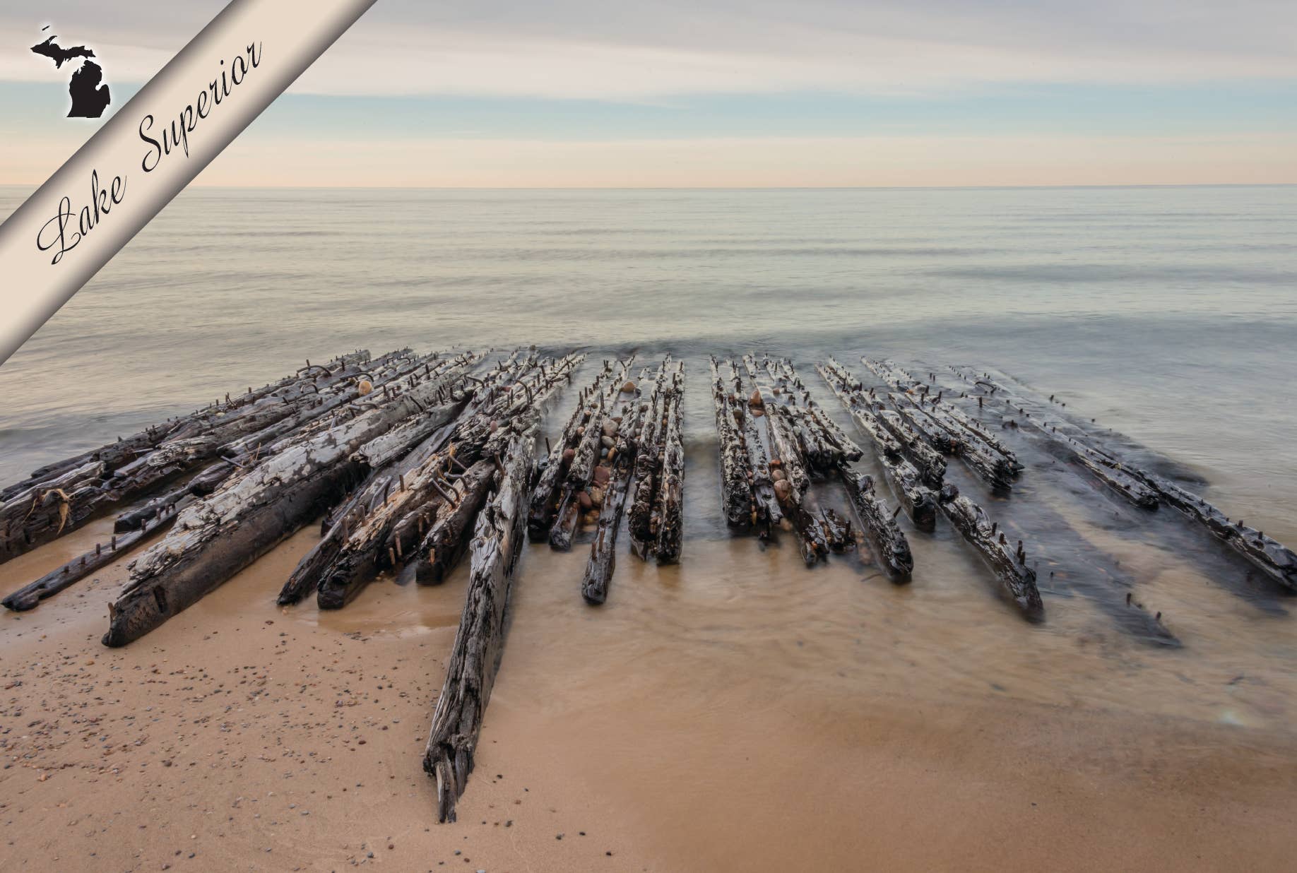 Image of LAKE SUPERIOR SHIPWRECK - Michigan Postcard
