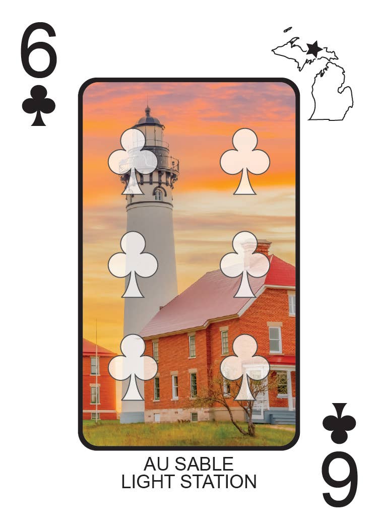 Image of LIGHTHOUSES OF MICHIGAN - Playing Cards - Euchre Friendly