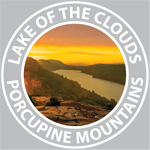 Porcupine Mount. Sticker - 3 1/4" Round - Lake of the Clouds