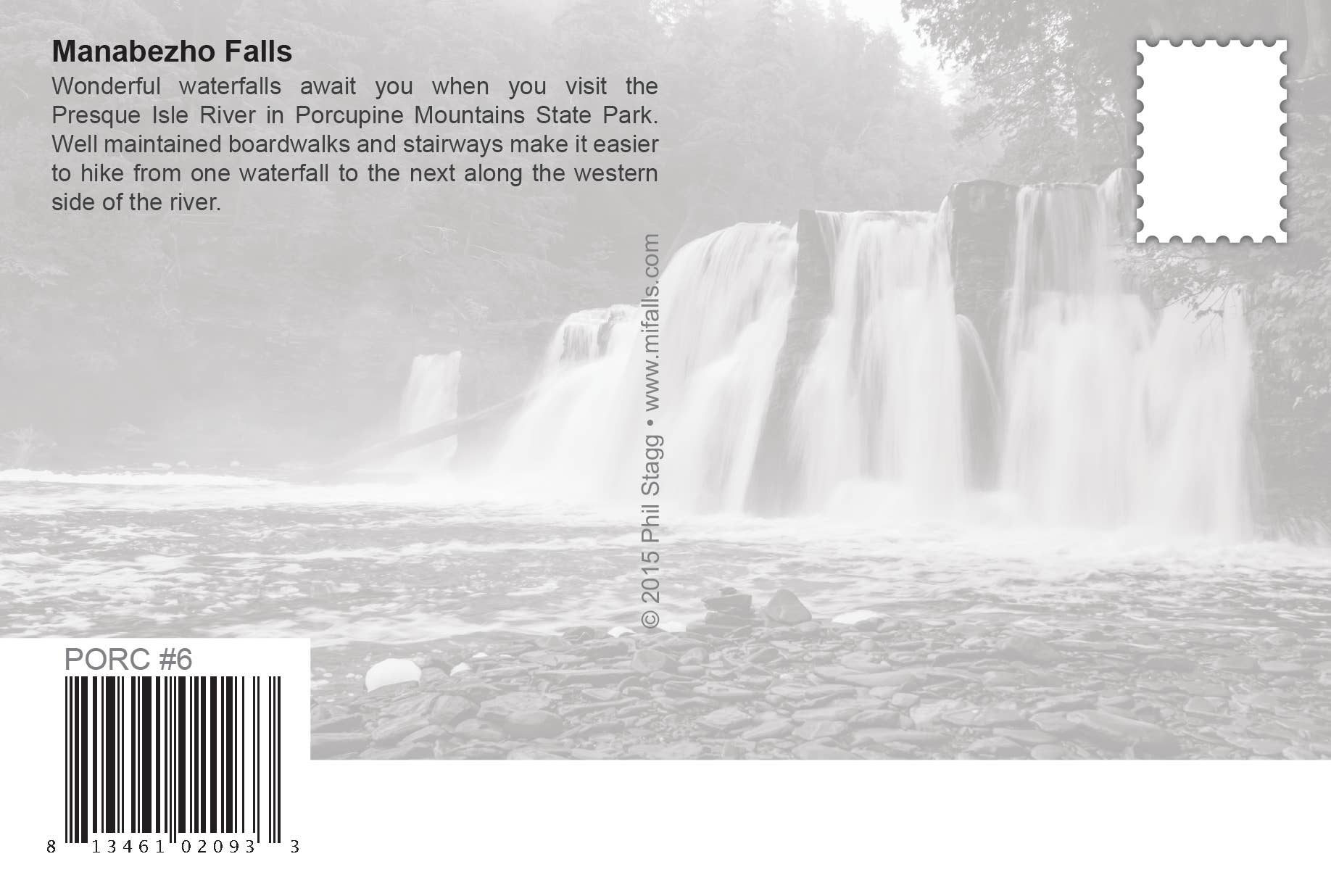 Image of MANABEZHO FALLS - Michigan Postcard