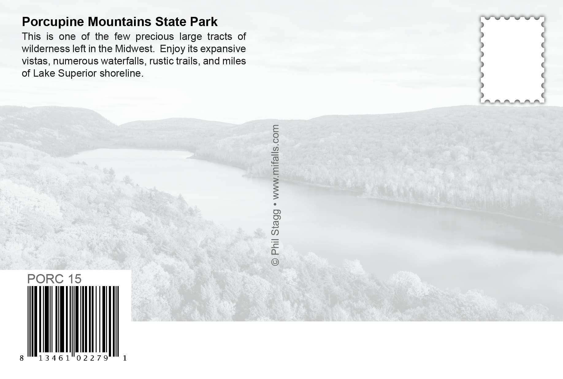 Image of PORCUPINE MOUNTAINS SIGN - Michigan Postcard