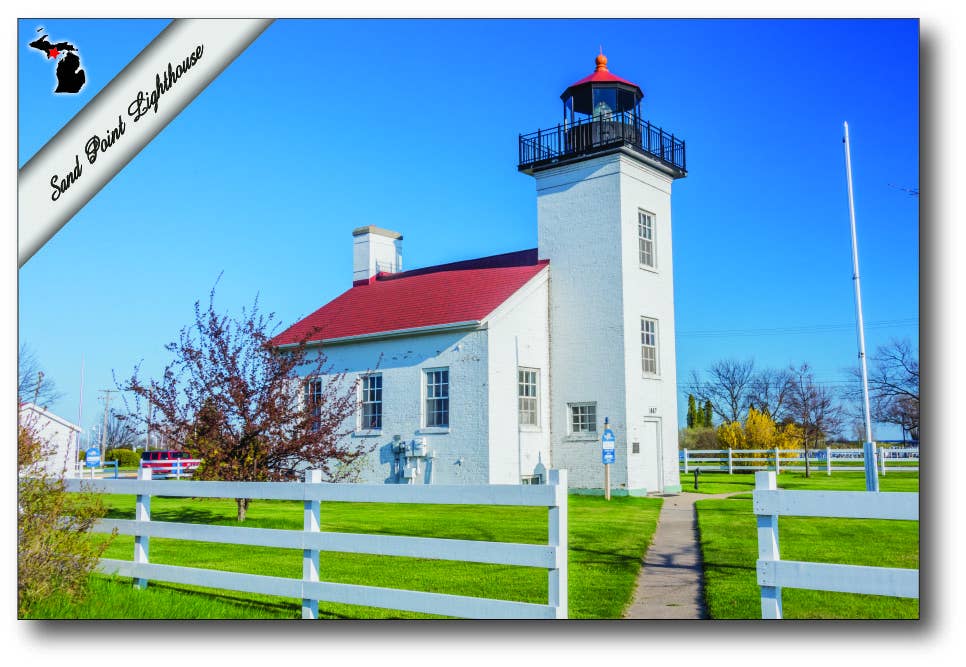 Image of SAND POINT LIGHTHOUSE - Michigan Postcard