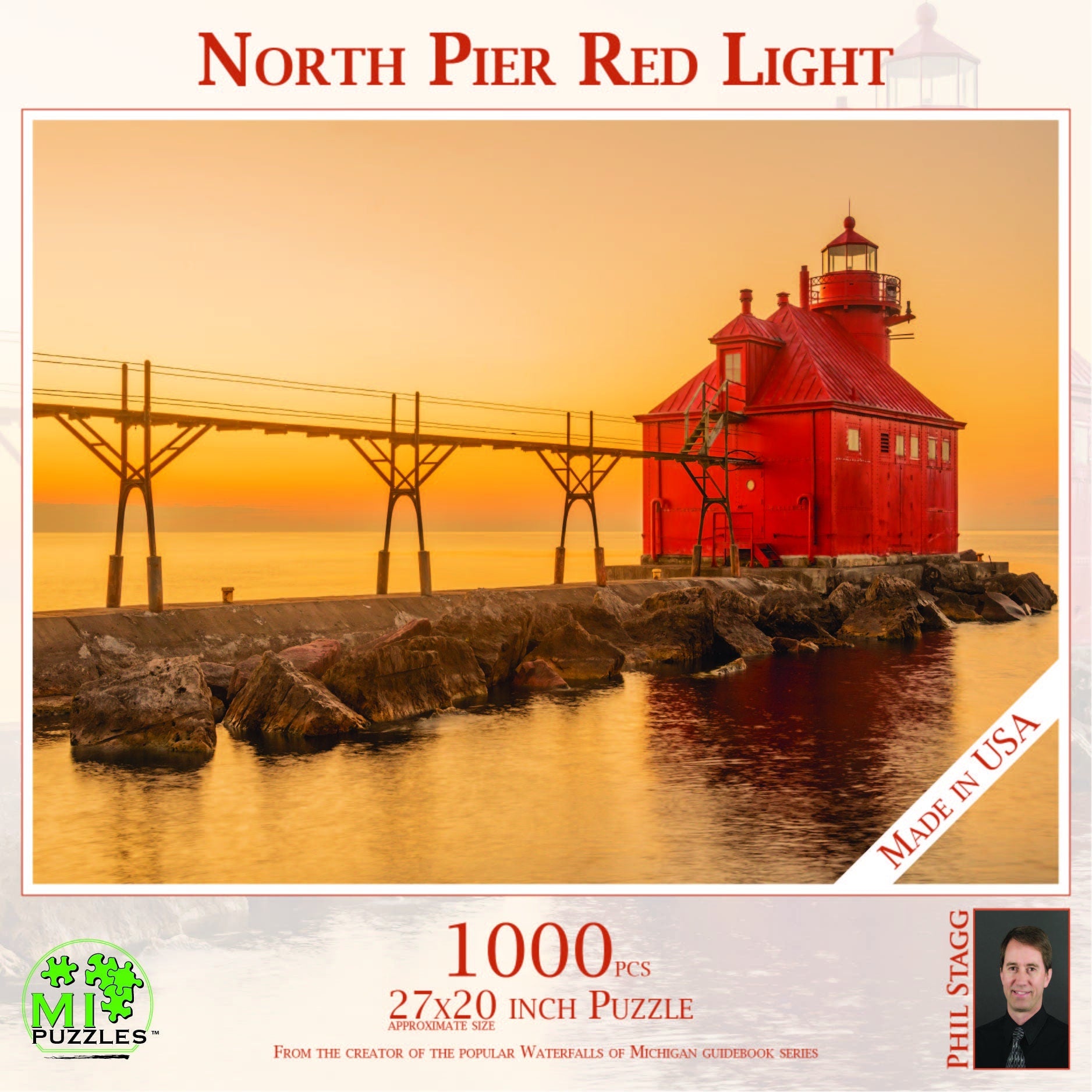 North Pier Red Light - 1000 Piece Jigsaw Puzzle - MI Puzzles by Phil Stagg Photography