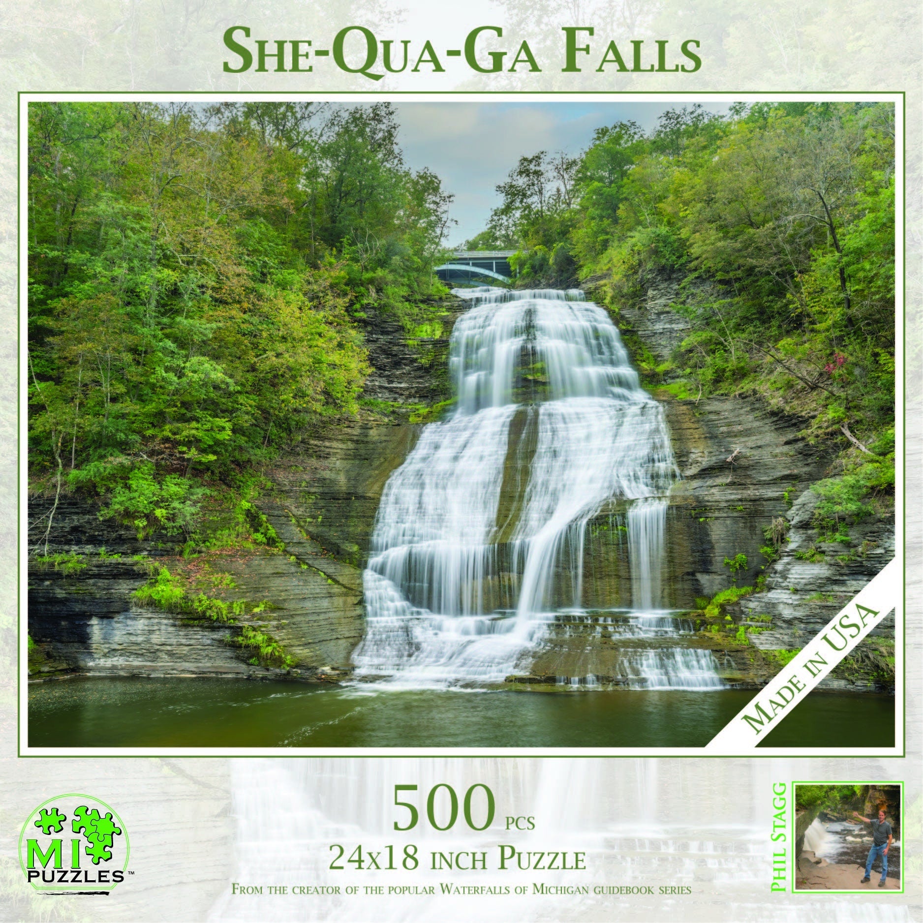 Image of She-Qua-Ga-Falls - 500 Piece Jigsaw Puzzle - MI Puzzles by Phil Stagg Photography