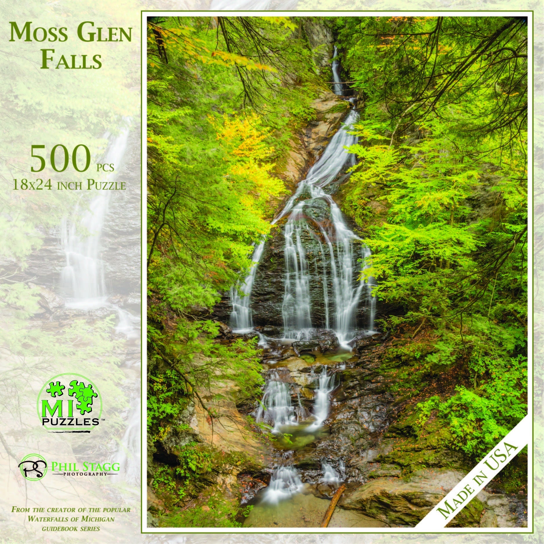 Moss Glen Falls - 500 Piece Jigsaw Puzzle - MI Puzzles by Phil Stagg Photography