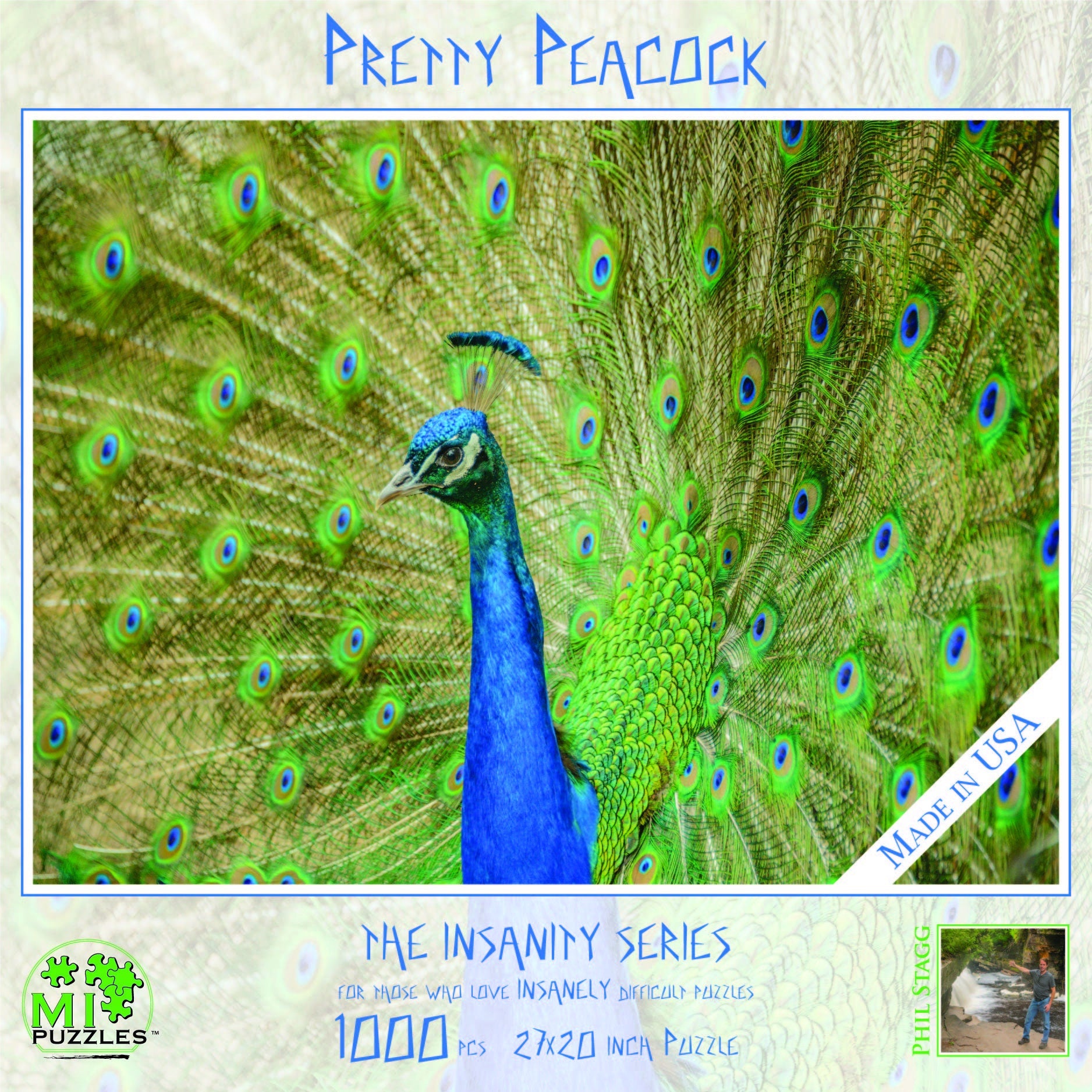 Image of Pretty Peacock - Insanity Series - 1000 Piece Jigsaw Puzzle - MI Puzzles by Phil Stagg Photography